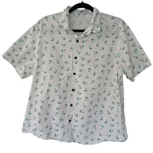 Vatpave Bird Print Casual Tropical Patterned Men's Button Down Shirt Size Large